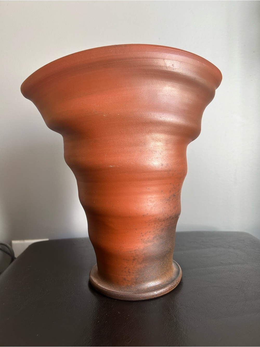 10” Tall Vintage Flared Ceramic Vase with Signed Bottom